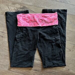 Y2K Victoria's Secret PINK Foldover Leopard Pattern Sequin Pink/Black Leggings S